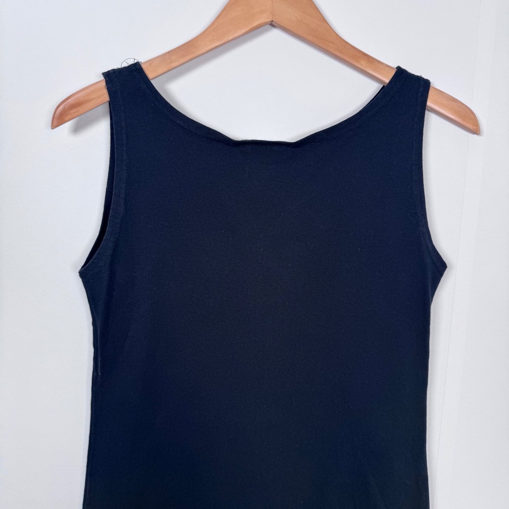 90s Victoria S Hand Paint Floral Shift Mini Dress Black USA Made Artsy Cottage - Picture 9 of 13
